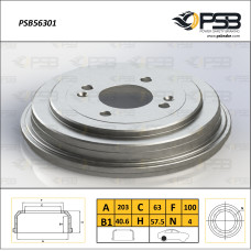 Барабан торм. задний Hyundai Accent III Era, i20, i10 1шт. [ PSB ] 584111G000
