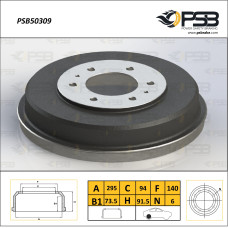 Барабан торм. задний Mitsubishi L 200 1шт. [ PSB ] 4615A127